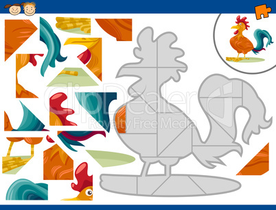 cartoon rooster jigsaw puzzle task