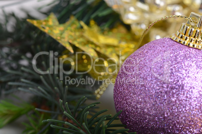Christmas composition with Christmas balls and Christmas decoration