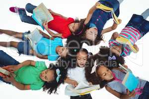 Group of girls reading books