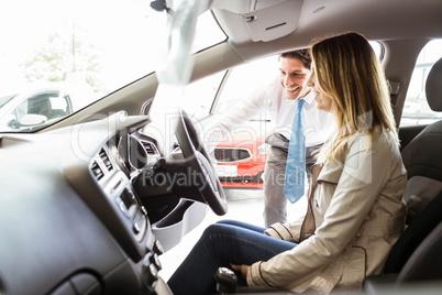 Salesman showing things to a customer