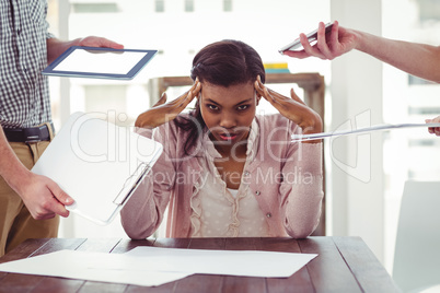 Businesswoman stressed out at work