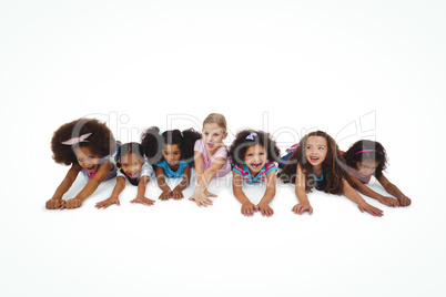 Girls lying on the ground