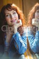 Mature student smiling in cafe