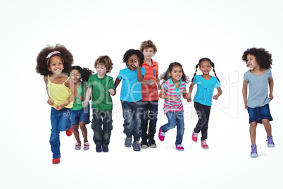 A row of children standing together