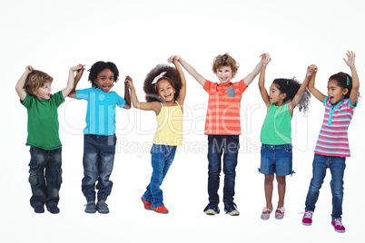 A row of children standing together