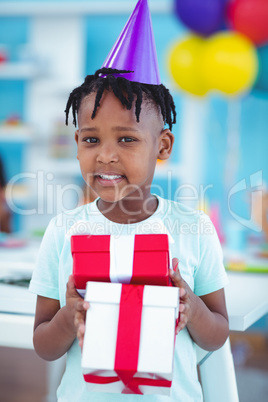 Smiling boy at a birthday party