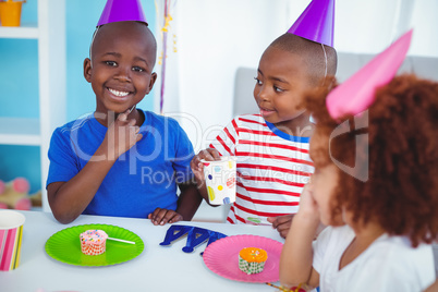 Excited kids enjoying a birthday party