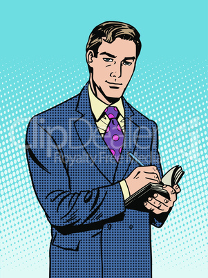 Male businessman with a notebook