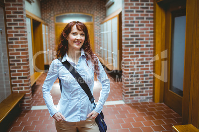 Mature student standing in the hallway