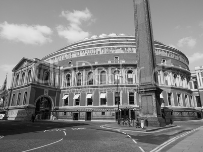 Black and white Royal Albert Hall in London