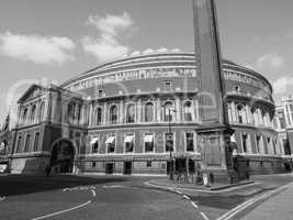 Black and white Royal Albert Hall in London