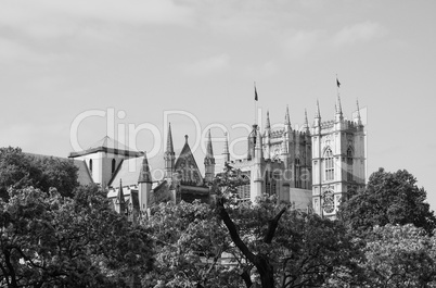 Black and white Westminster Abbey in London