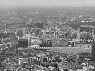 Black and white Aerial view of London