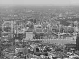 Black and white Aerial view of London