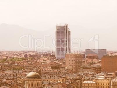 Retro looking San Paolo skyscraper in Turin