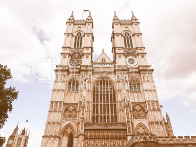 Retro looking Westminster Abbey in London