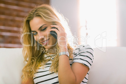 Pretty blonde on the phone