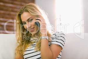 Pretty blonde on the phone
