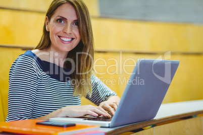 Mature student in lecture hall