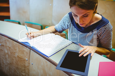 Mature student in lecture hall