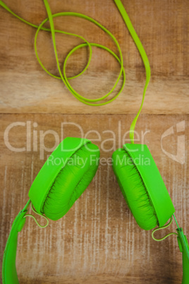 View of a green headphone