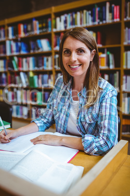 Mature student in the library