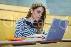 Mature student in lecture hall