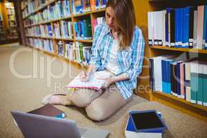 Mature student in the library