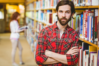 Serious student in the library