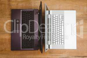 View of two grey laptop