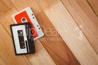 Close up view of old tapes