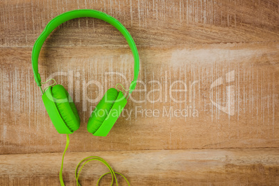 View of a green headphone