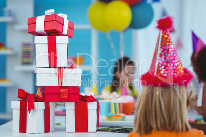 Smiling kids at a birthday party