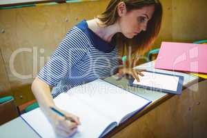 Mature student in lecture hall