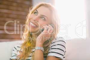 Pretty blonde on the phone