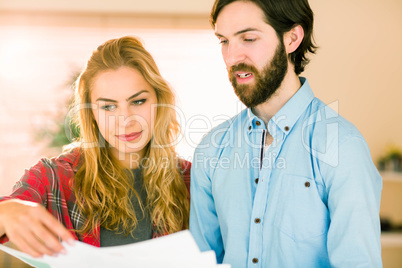 Creative team looking at their notes