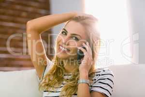 Pretty blonde on the phone