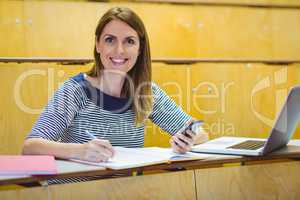 Mature student in lecture hall