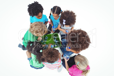 Group of kids with bottles of water