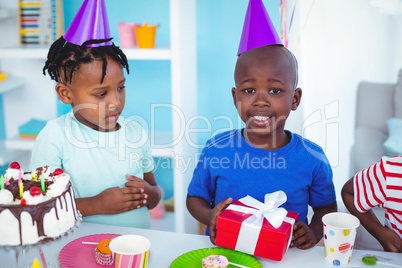 Excited kids enjoying a birthday party