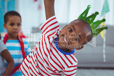 Smiling boy with party hat