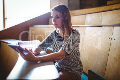 Mature student in lecture hall