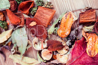 Autumn leaves and pot pourri