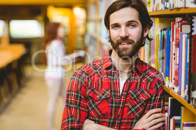 Smiling student in the library