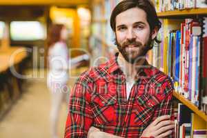 Smiling student in the library