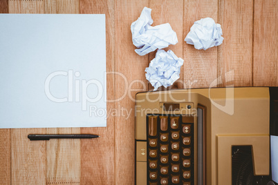 View of an old typewriter and paper