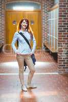 Mature student standing in the hallway