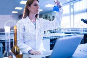 Scientist working with a laptop in laboratory