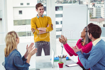 Creative businessman giving a presentation