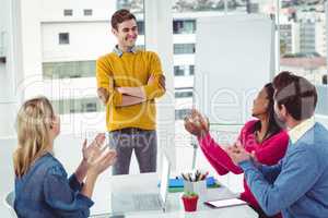 Creative businessman giving a presentation